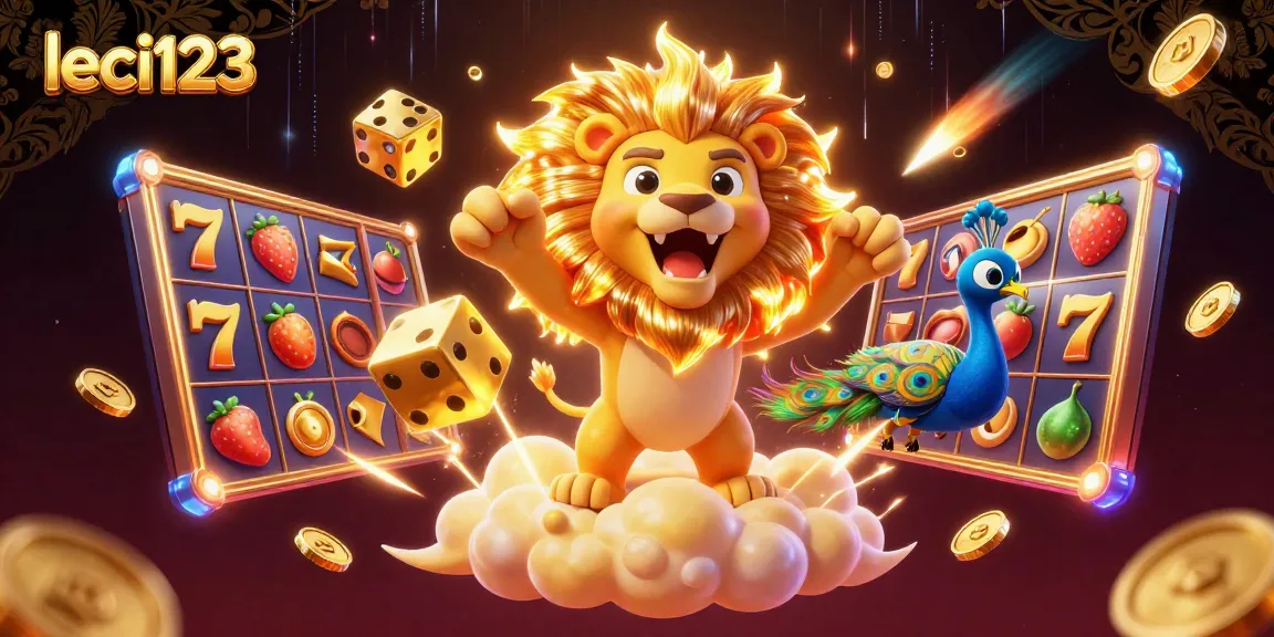 Win big with leci123: 3D illustration featuring interactive slots and vibrant gaming elements