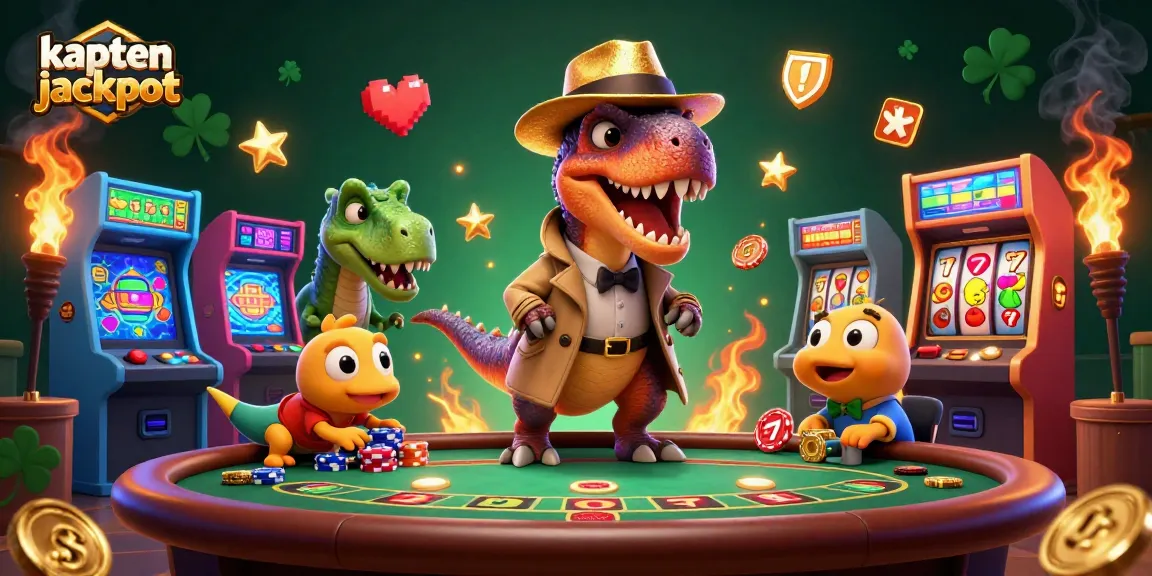 Engage with kaptenjackpot in this vibrant 3D casino scene featuring unique characters and dynamic game elements.