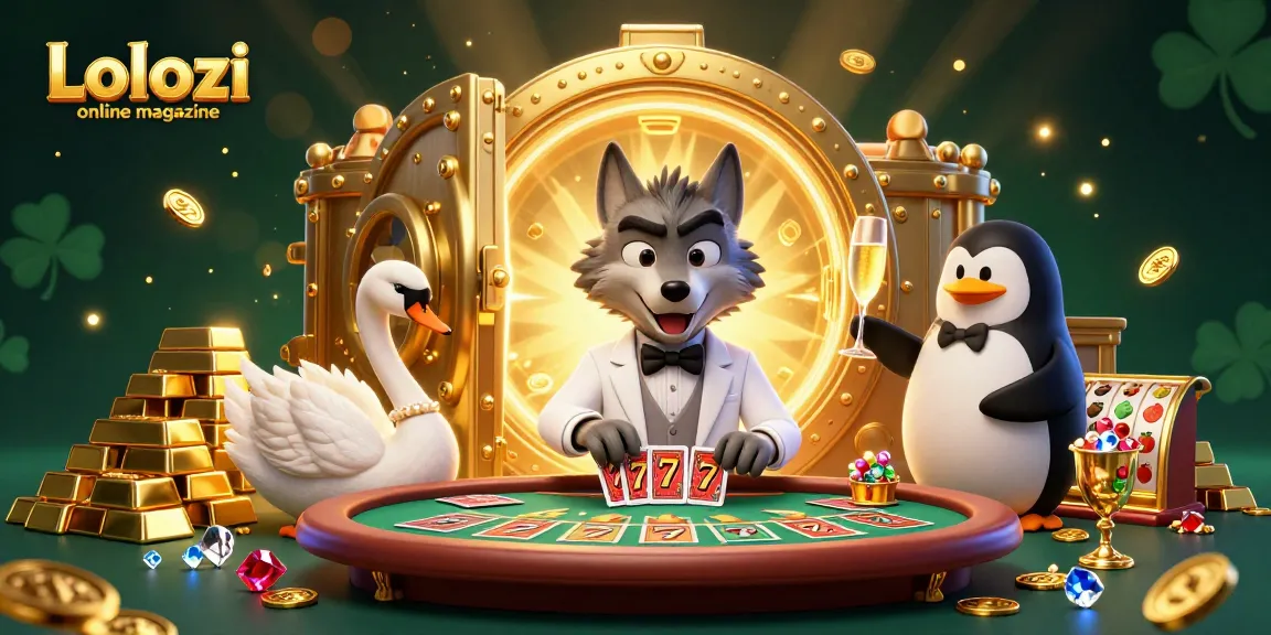 Lolozi online magazine showcases an exciting casino scene with vibrant characters and lively gaming elements.