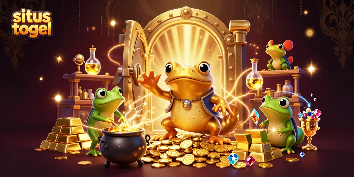 Experience situs togel excitement with a vibrant scene of gold coins and jubilant characters.