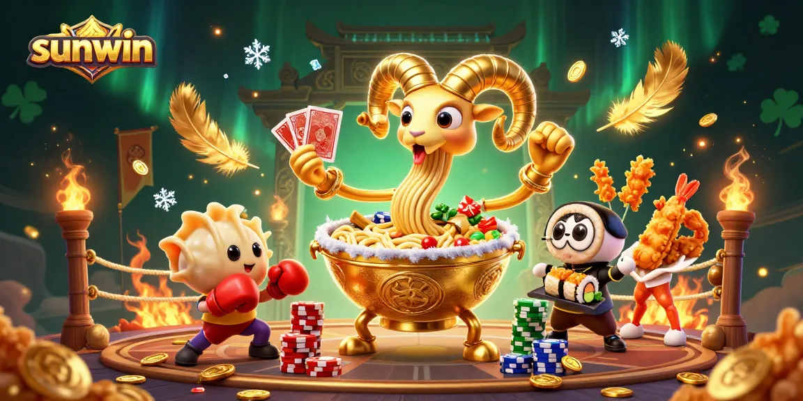 sunwin captivates players with vibrant casino-themed 3D illustration featuring unique characters and dynamic elements