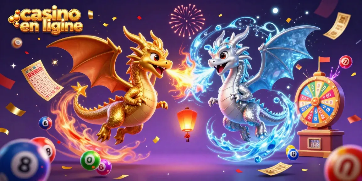 Jouez au casino en ligne avec des dragons et des balles de loterie colorées en pleine action.