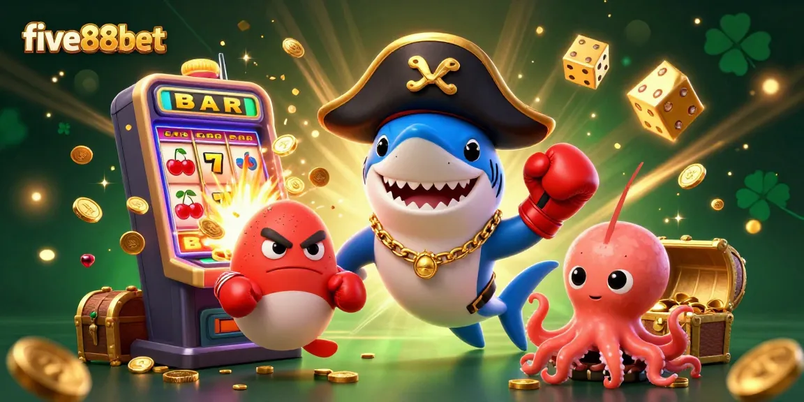 Experience the thrill of five88bet with this engaging 3D casino scene featuring characters and dynamic game elements.