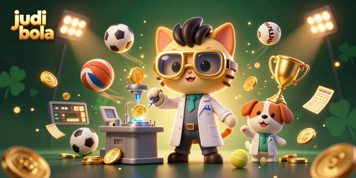 Experience thrilling judi bola action with a dynamic sports betting scene featuring animated characters and vibrant sports elements.