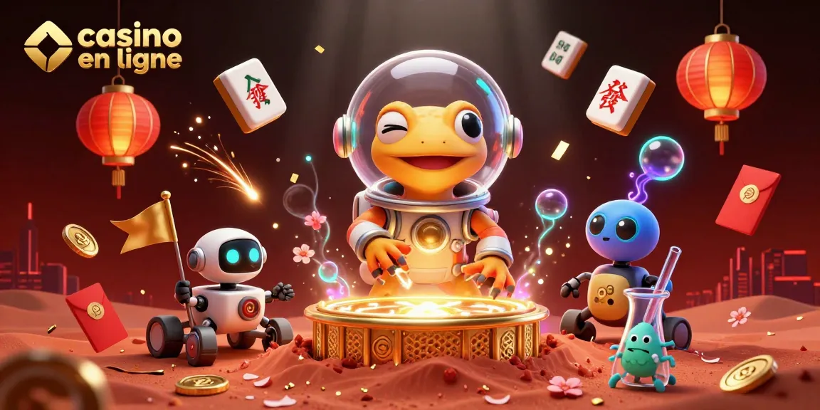 Vivez l'expérience de casino en ligne avec un lézard martien découvrant un casino en or sur Mars.