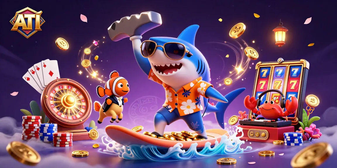 Experience the exciting world of ATI gambling with animated characters in a vibrant casino scene.