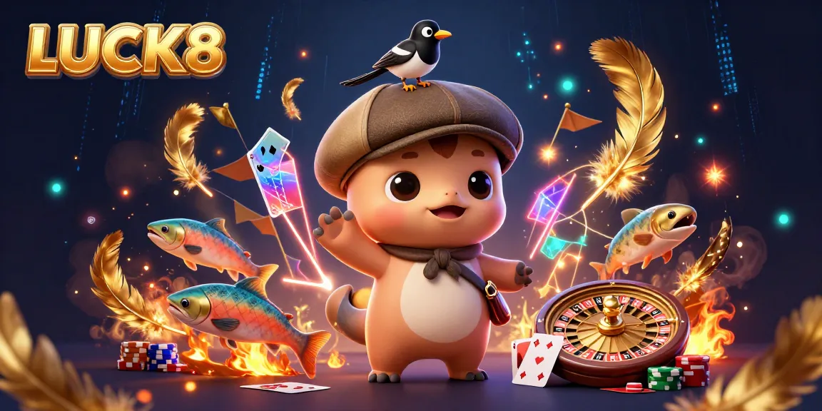 Experience the excitement of LUCK8 casino with vibrant characters and dynamic gaming elements.