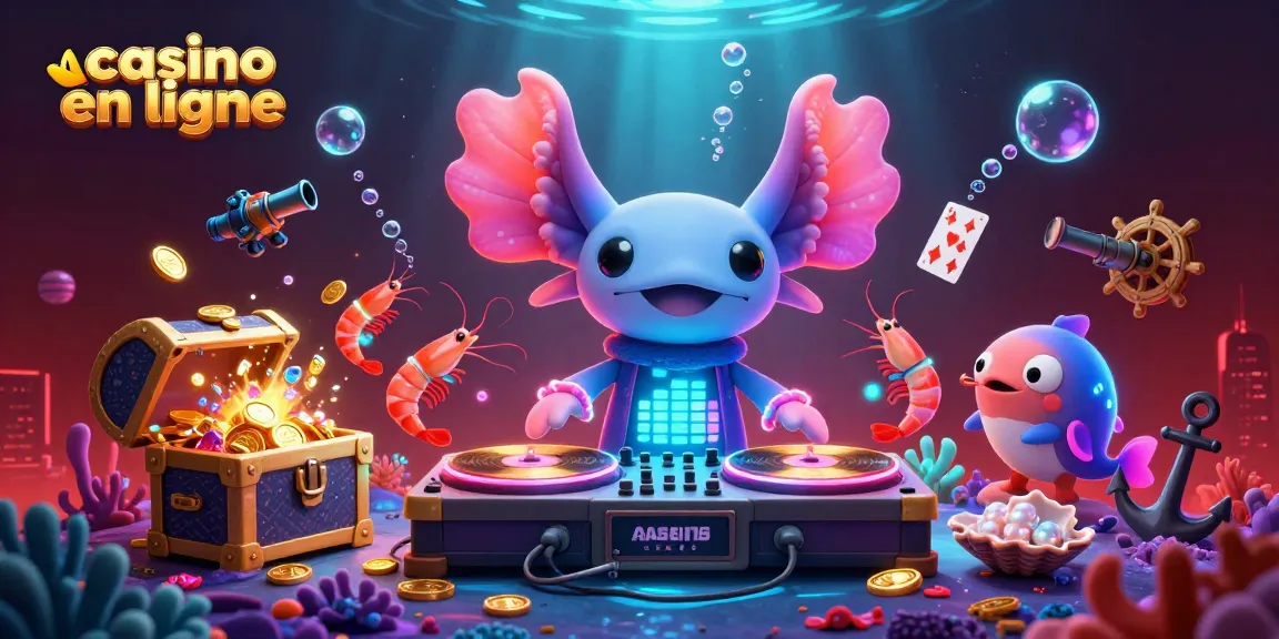 Plongez dans l'univers des jeux de casino en ligne avec un DJ axolotl et des crevettes dansantes!