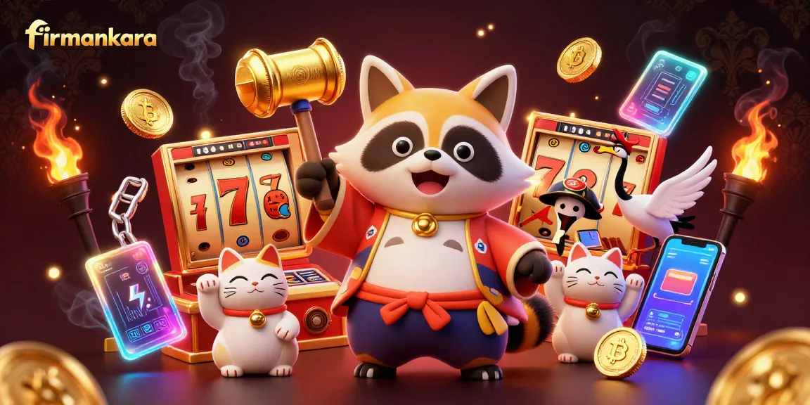 Experience thrilling jackpots with firmankara in this vibrant casino illustration featuring lucky symbols and dynamic action.