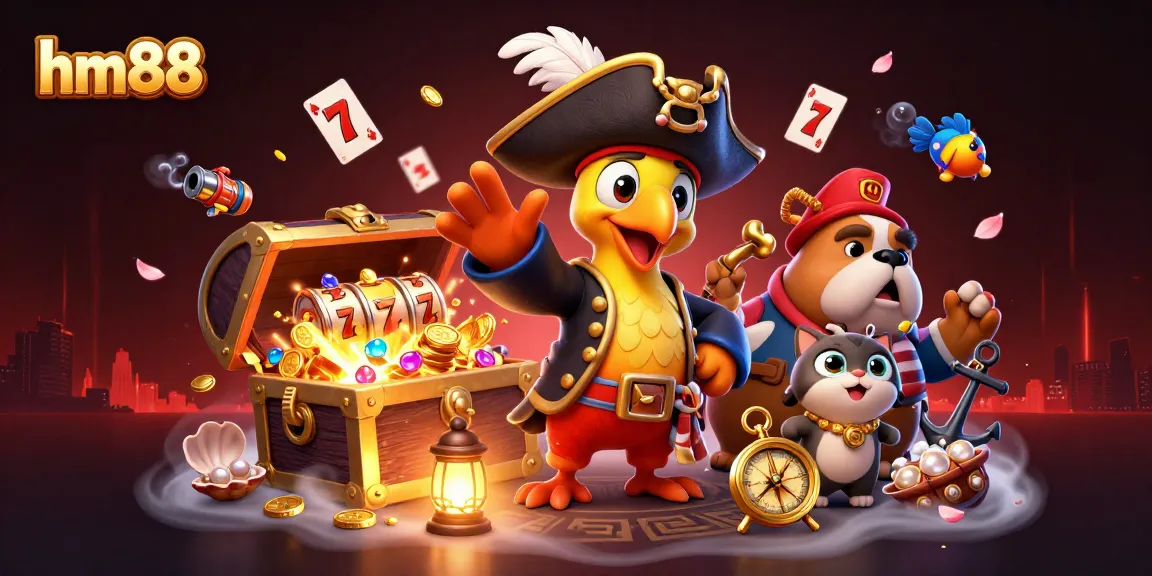 Play exciting games at hm88, featuring vibrant characters and colorful slot elements.