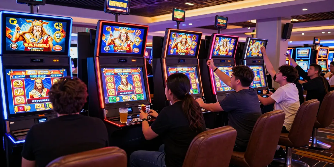 Players enjoying the excitement of slot zeus games in a vibrant casino atmosphere