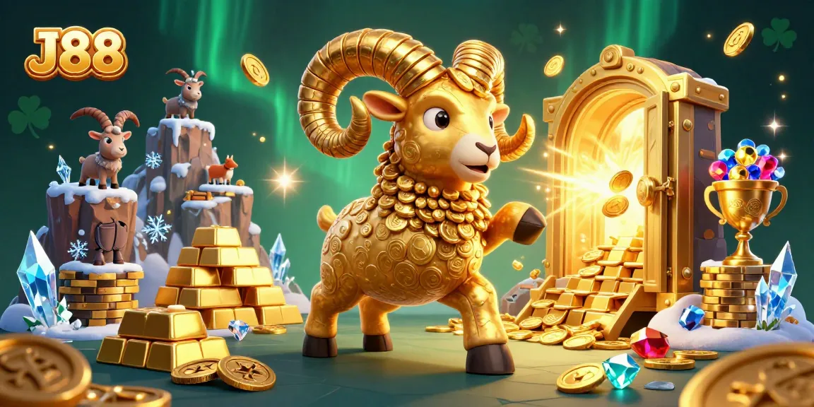 Engage in thrilling betting adventures with J88's vibrant 3D casino illustration filled with riches.