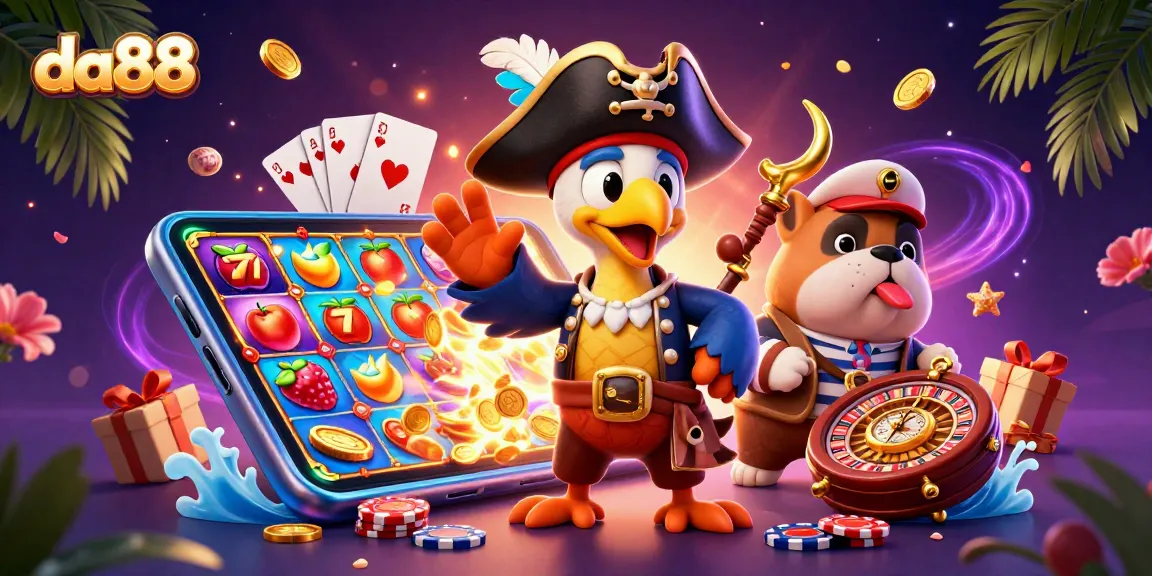 Engage in thrilling casino adventures with da88's vibrant 3D pirate-themed gaming scene.