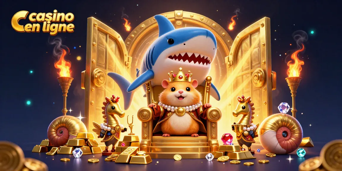 Découvrez le royaume du casino en ligne avec un roi hamster doré et ses trésors scintillants.