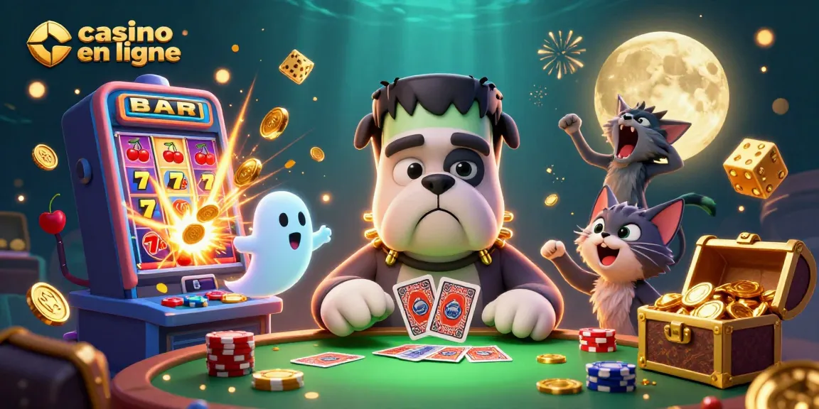 Jouer au casino en ligne avec un bulldog Frankenstein et une petite étincelle chatoyante d'or.