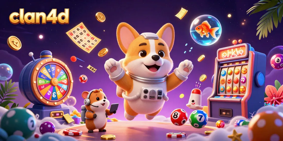 Engage in exciting clan4d gameplay with a dynamic casino scene featuring lively characters and vibrant lottery elements.