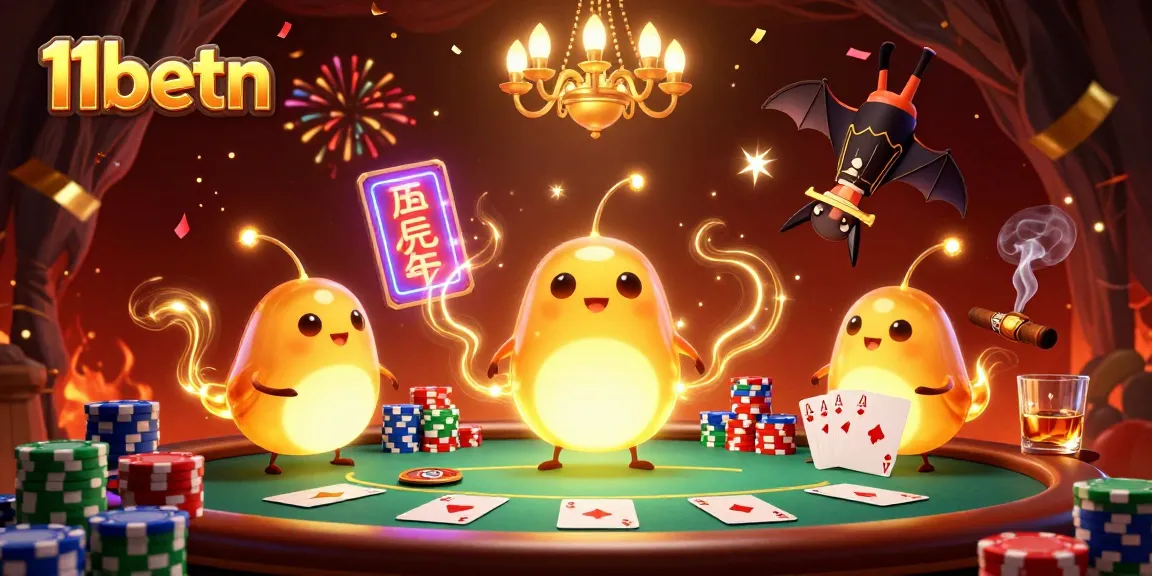 Light up your game at 11betn with a vibrant cave casino scene featuring glowworms and a bat dealer.